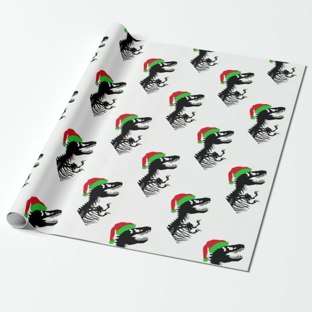 Christmas T-Rex Wrapping Paper (Unrolled)