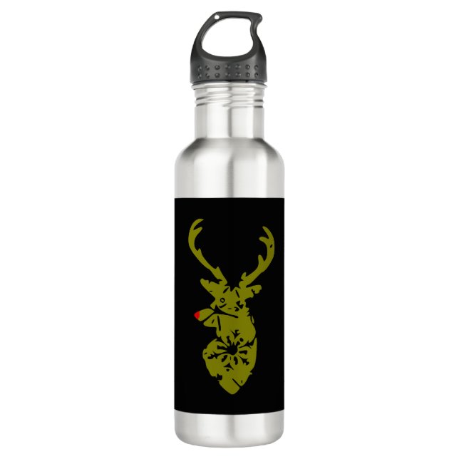 Christmas T Shirt, Cool Christmas Deer Shirt 710 Ml Water Bottle (Front)