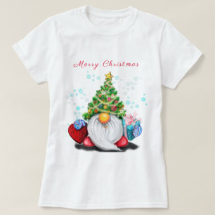 Christmas T-Shirt Happy Gnome with Gift