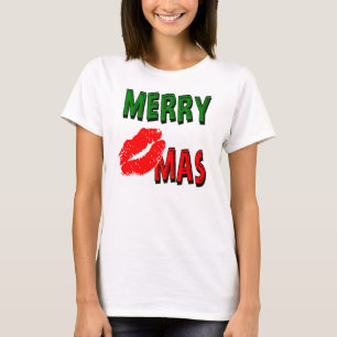CHRISTMAS T-SHIRT merry kissmas, lipstick,