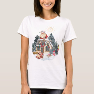 Christmas T-Shirt with Santa Claus and Family 