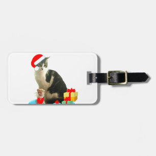 Christmas tabby cat and cute little angel luggage tag