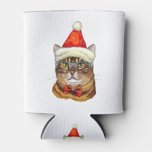 Christmas Tabby Cat Can Cooler