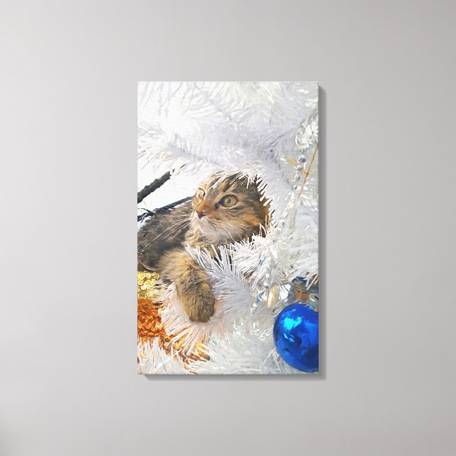 Christmas Tabby Cat impressionism Canvas Print (Front)
