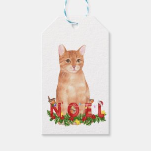 Christmas Tabby Cat Watercolor  Gift Tags