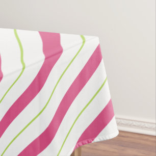 Christmas Table Cloth Pink and Green Stripes