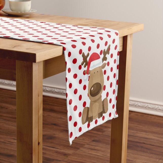 Christmas Table Runner Reindeer Polka Dot Polkadot (In Situ)