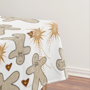 Christmas Tablecloth, Beige Gingerbread Man  Tablecloth