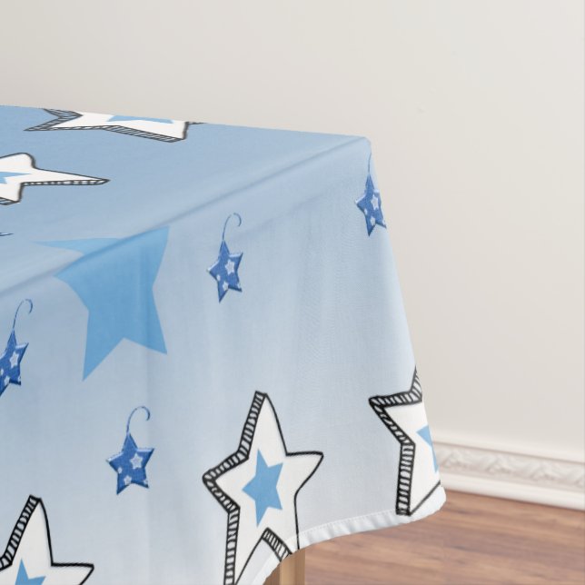 Christmas Tablecloth, Blue Stars Tablecloth (In Situ)