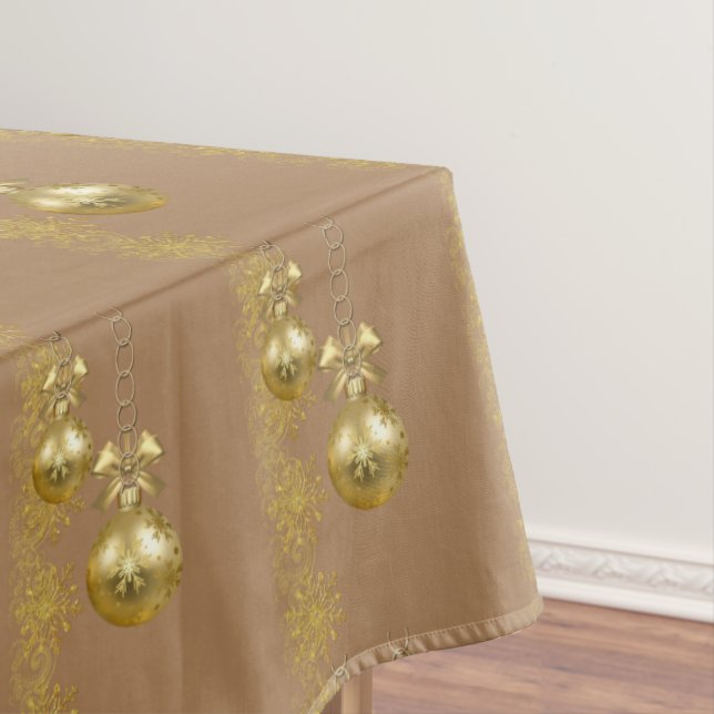 Christmas Tablecloth, Gold Balls Tablecloth (In Situ)