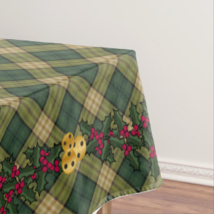 Christmas Tablecloth, Green Plaid 60 x 84 Tablecloth