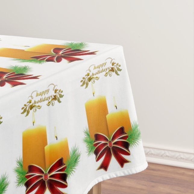 Christmas Tablecloth, Happy Holidays Tablecloth (In Situ)