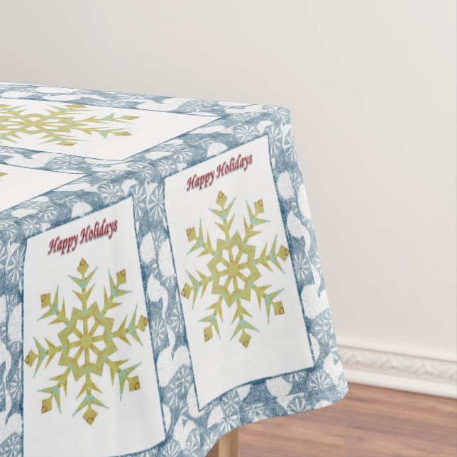 Christmas Tablecloth, Happy Holidays Tablecloth (In Situ)