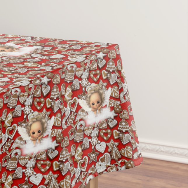 Christmas Tablecloth, Merry Christmas, Angel Tablecloth (In Situ)