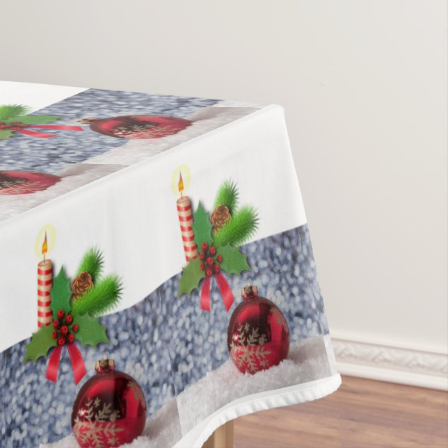 Christmas Tablecloth, Merry Christmas, Candle Tablecloth (In Situ)