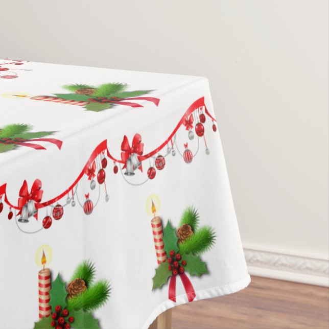 Christmas Tablecloth, Merry Christmas, Candle Tablecloth (In Situ)