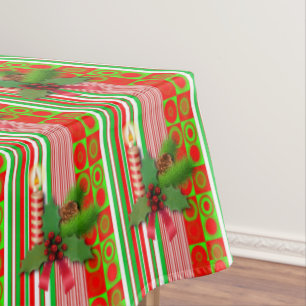 Christmas Tablecloth, Merry Christmas, Candle Tablecloth