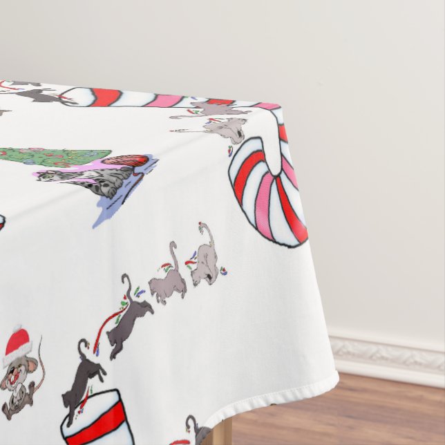 Christmas Tablecloth, Merry Christmas Cats Meow  Tablecloth (In Situ)