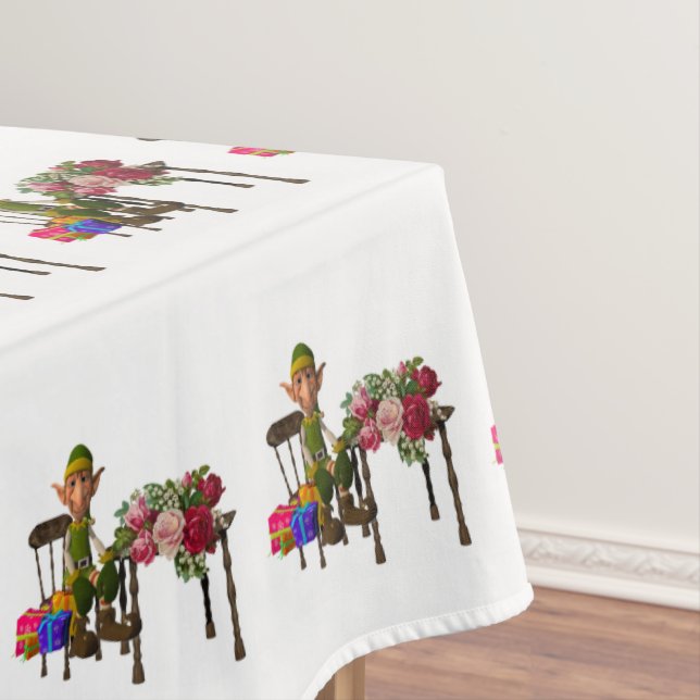 Christmas Tablecloth, Merry Christmas, Elf Tablecloth (In Situ)