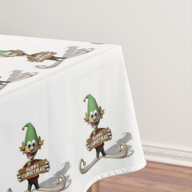 Christmas Tablecloth, Merry Christmas, Elf Tablecloth (In Situ)