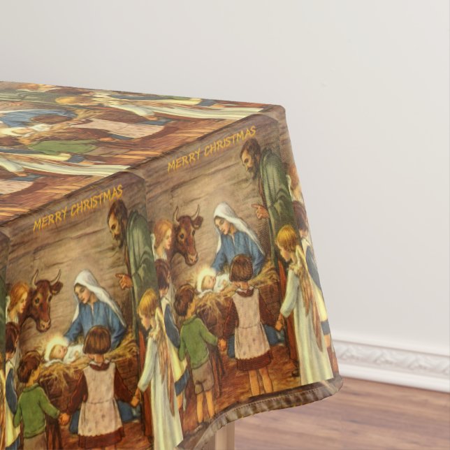 Christmas Tablecloth, Merry Christmas Jesus Christ Tablecloth (In Situ)