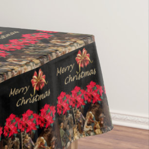 Christmas Tablecloth, Merry Christmas Jesus Christ Tablecloth