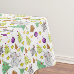 Christmas Tablecloth, Merry Christmas Mouse Mice  Tablecloth