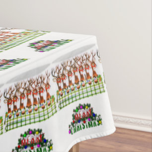 Christmas Tablecloth, Merry Christmas, Reindeer Tablecloth
