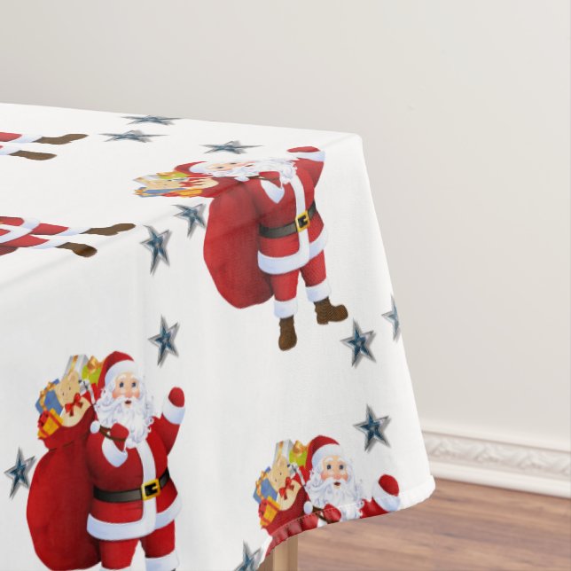 Christmas Tablecloth, Merry Christmas, Santa Tablecloth (In Situ)