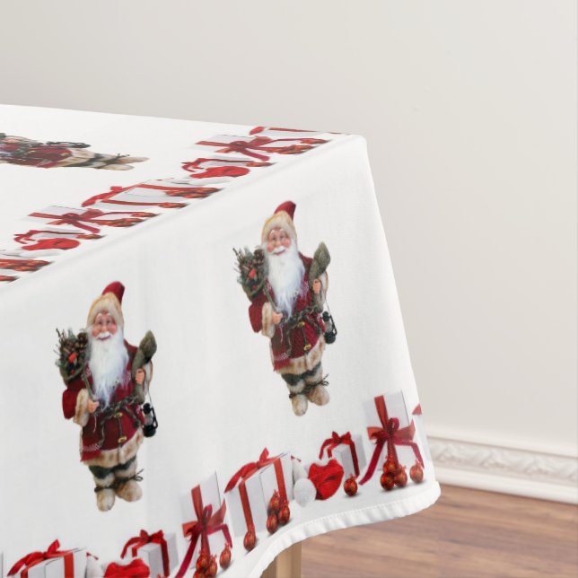 Christmas Tablecloth, Merry Christmas, Santa Tablecloth (In Situ)