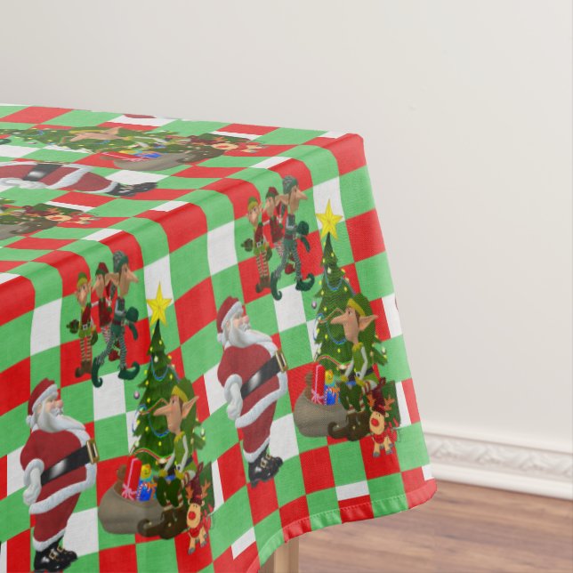 Christmas Tablecloth, Merry Christmas, Santa Tablecloth (In Situ)