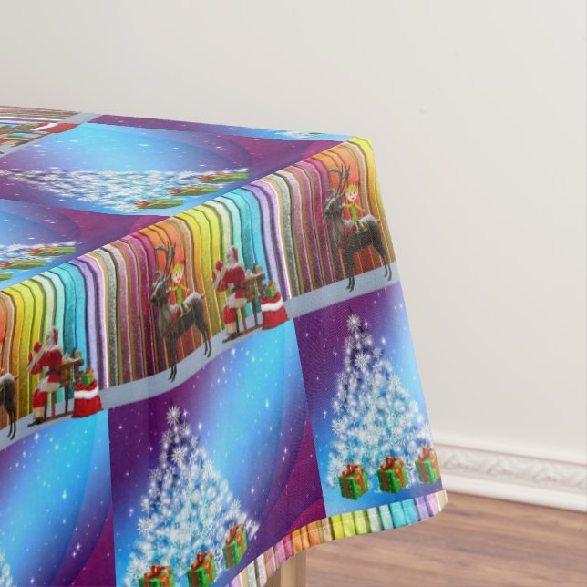 Christmas Tablecloth, Merry Christmas, Santa Tablecloth (In Situ)