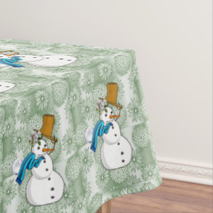 Christmas Tablecloth, Merry Christmas, Snowman Tablecloth