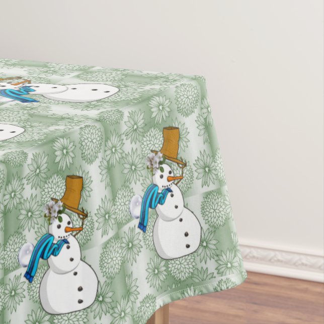 Christmas Tablecloth, Merry Christmas, Snowman Tablecloth (In Situ)