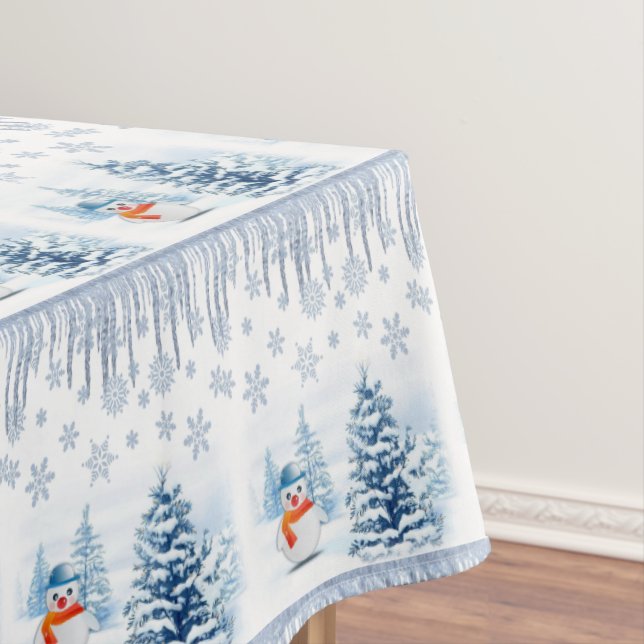 Christmas Tablecloth, Merry Christmas, Snowman Tablecloth (In Situ)