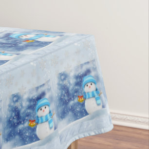 Christmas Tablecloth, Merry Christmas, Snowman Tablecloth