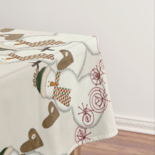 Christmas Tablecloth, Merry Christmas Snowman Tablecloth