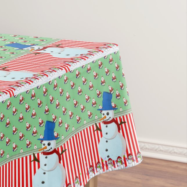 Christmas Tablecloth, Merry Christmas, Snowman Tablecloth (In Situ)