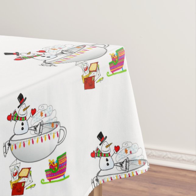 Christmas Tablecloth, Merry Christmas Snowman Tablecloth (In Situ)