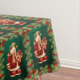 Christmas Tablecloth, Merry Christmas, Snowman Tablecloth