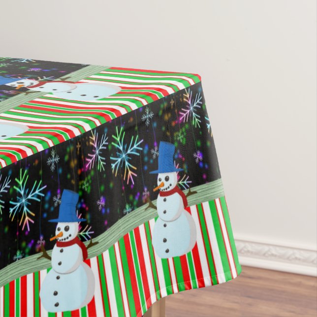 Christmas Tablecloth, Merry Christmas, Snowman Tablecloth (In Situ)