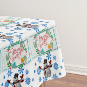 Christmas Tablecloth, Merry Christmas, Snowman Tablecloth