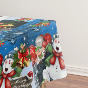 Christmas Tablecloth, Merry Christmas, Snowman Tablecloth