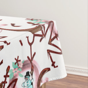 Christmas Tablecloth, Merry Christmas Snowman Tablecloth