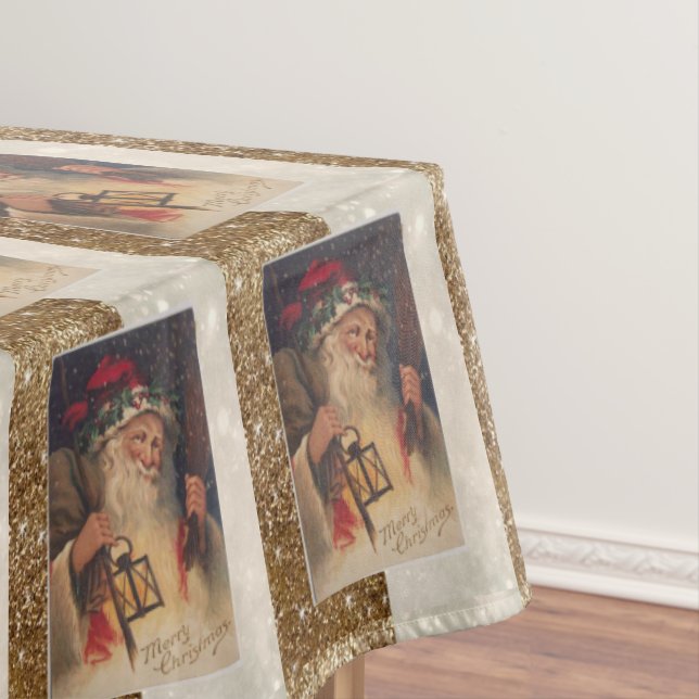 Christmas Tablecloth, Merry Christmas, Vintage Tablecloth (In Situ)
