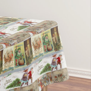 Christmas Tablecloth, Merry Christmas, Vintage Tablecloth