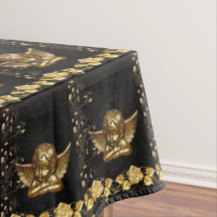 Christmas Tablecloth, Merry Gold Angels Tablecloth