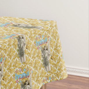 Christmas Tablecloth, Merry Happy Holidays Angels Tablecloth