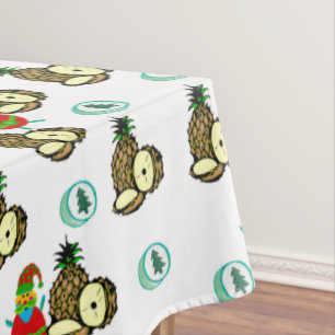 Christmas Tablecloth, Santa Pineapples Trees  Tablecloth