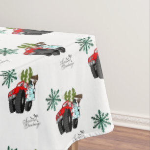 Christmas Tablecloth, Seasons Greetings Snowman Tablecloth